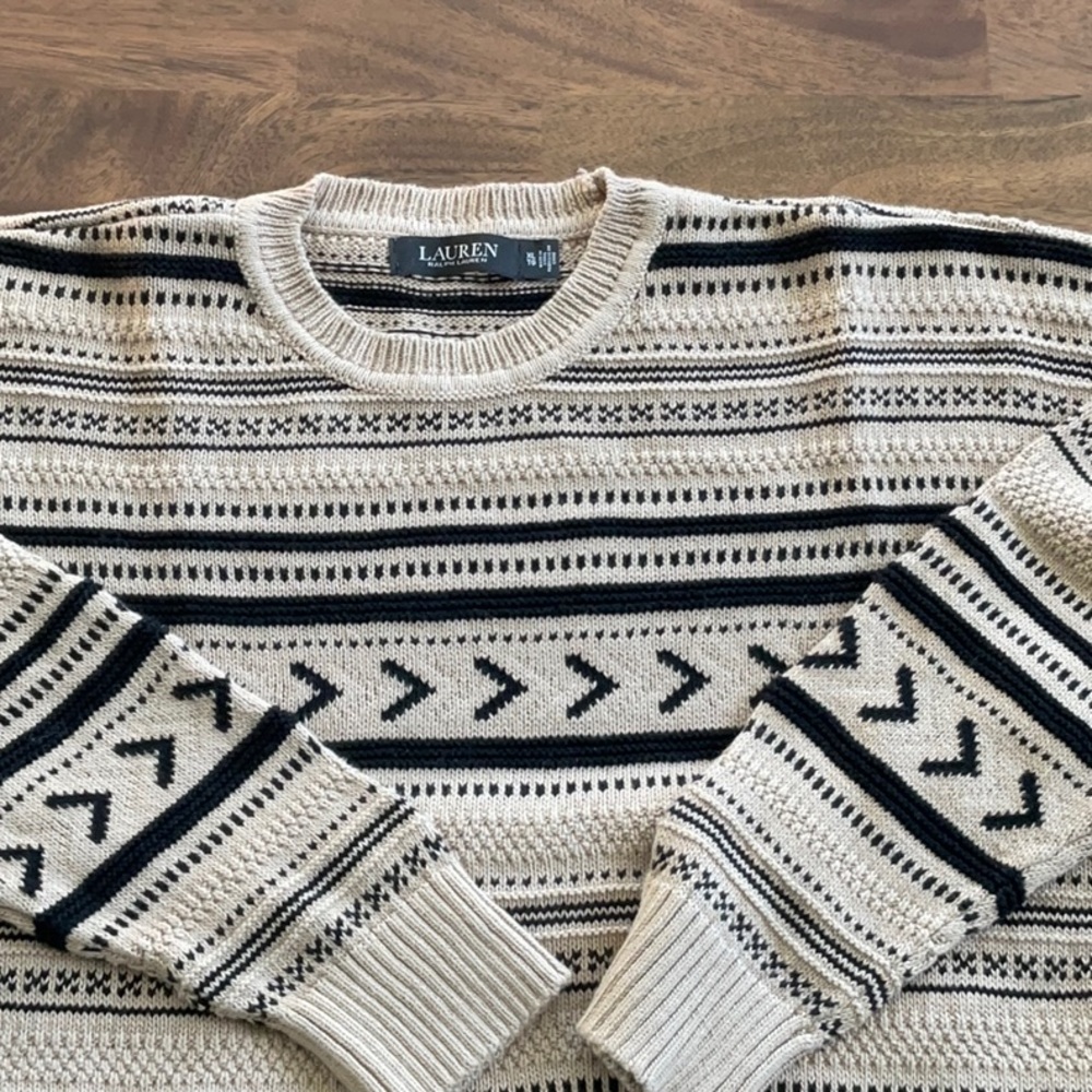 Ralph Lauren Tan and Black Striped Sweater